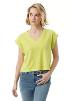 Hester V-Neck Roll Sleeve Top