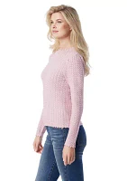 Camilla Mock Neck Pointelle Sweater with Scallop Trim