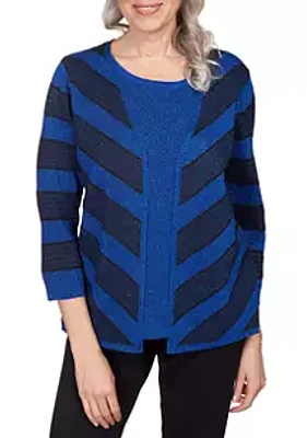 Alfred Dunner Women's Chevron Stripe Two for One Sweater