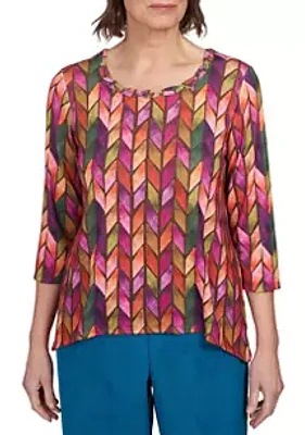 Alfred Dunner Women's Missy Classics Chevron Knit Top