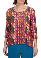 Alfred Dunner Women's Missy Classics Chevron Knit Top