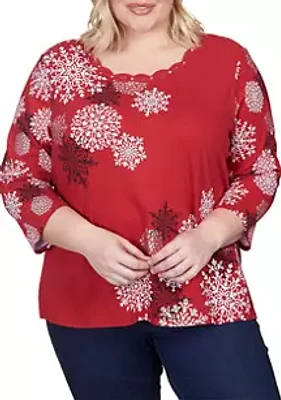 Alfred Dunner Plus Snowflakes Knit Top