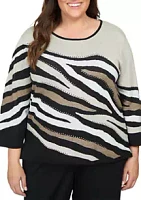 Alfred Dunner Plus Animal Jacquard Sweater