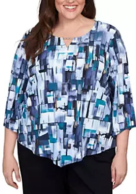 Alfred Dunner Plus Classics Mini Stained Glass Top