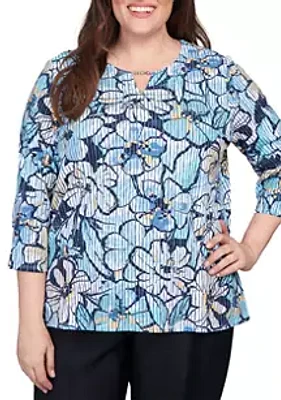 Alfred Dunner Plus Classics Stripe Floral Top