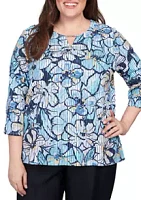 Alfred Dunner Plus Classics Stripe Floral Top