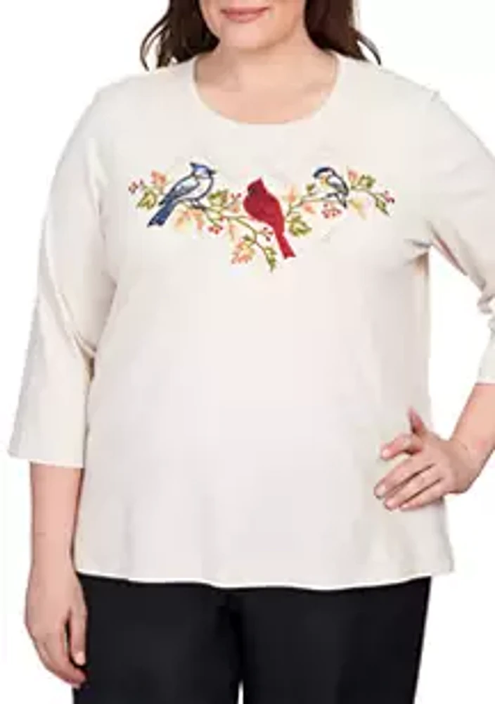 Alfred Dunner Plus Classics Birds Top