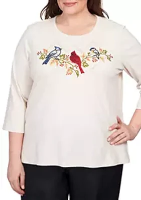 Alfred Dunner Plus Classics Birds Top