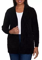 Alfred Dunner Petite Long Open Chenille Cardigan