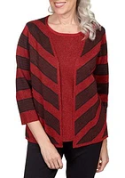 Petite Classics Chevron Stripe Two for One Sweater