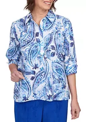 Alfred Dunner Petite Classics Paisley Woven Top