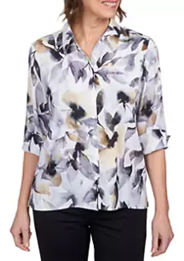 Alfred Dunner Petite Classics Watercolor Floral Woven Top