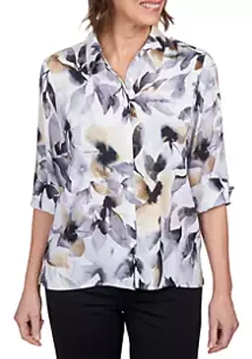 Alfred Dunner Petite Classics Watercolor Floral Woven Top