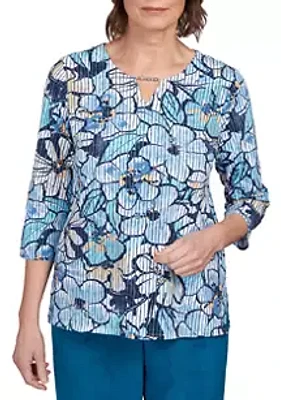 Alfred Dunner Petite Classics Stripe Floral Top