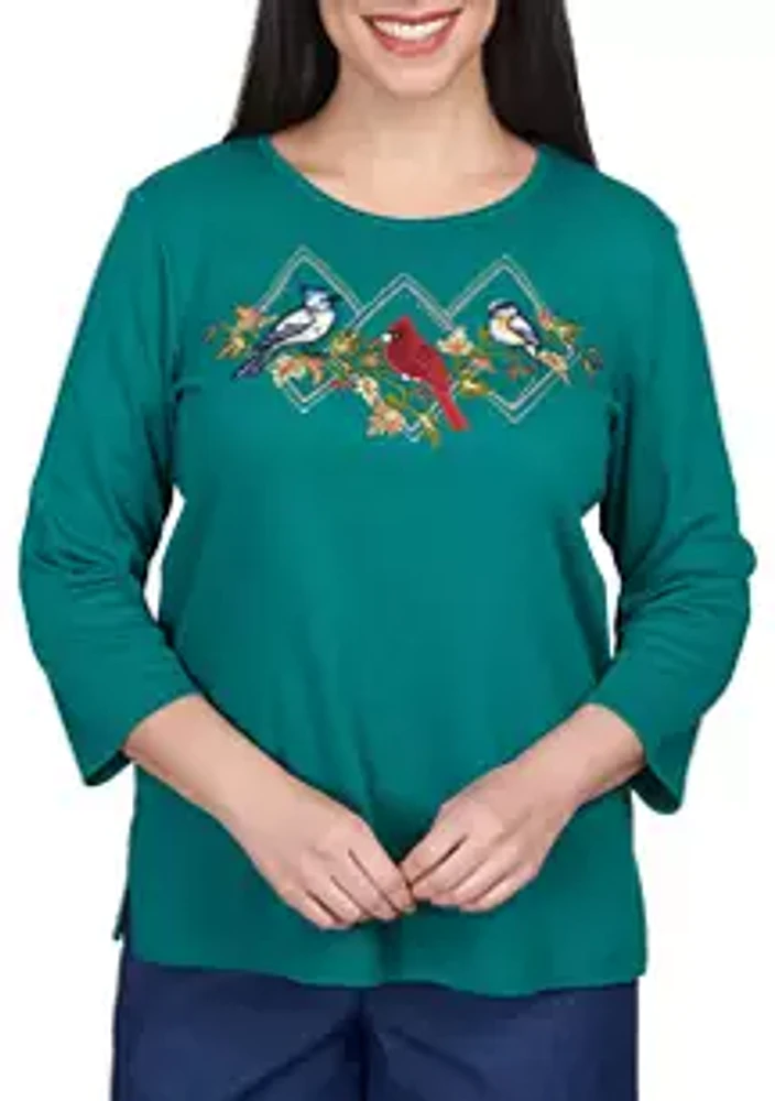 Alfred Dunner Petite Classics Birds Top