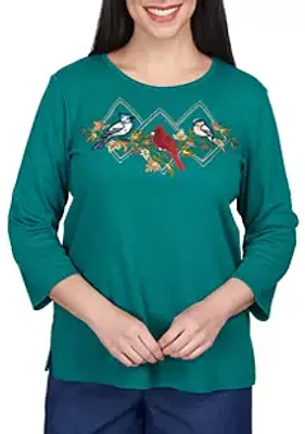 Alfred Dunner Petite Classics Birds Top