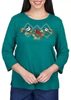 Alfred Dunner Petite Classics Birds Top