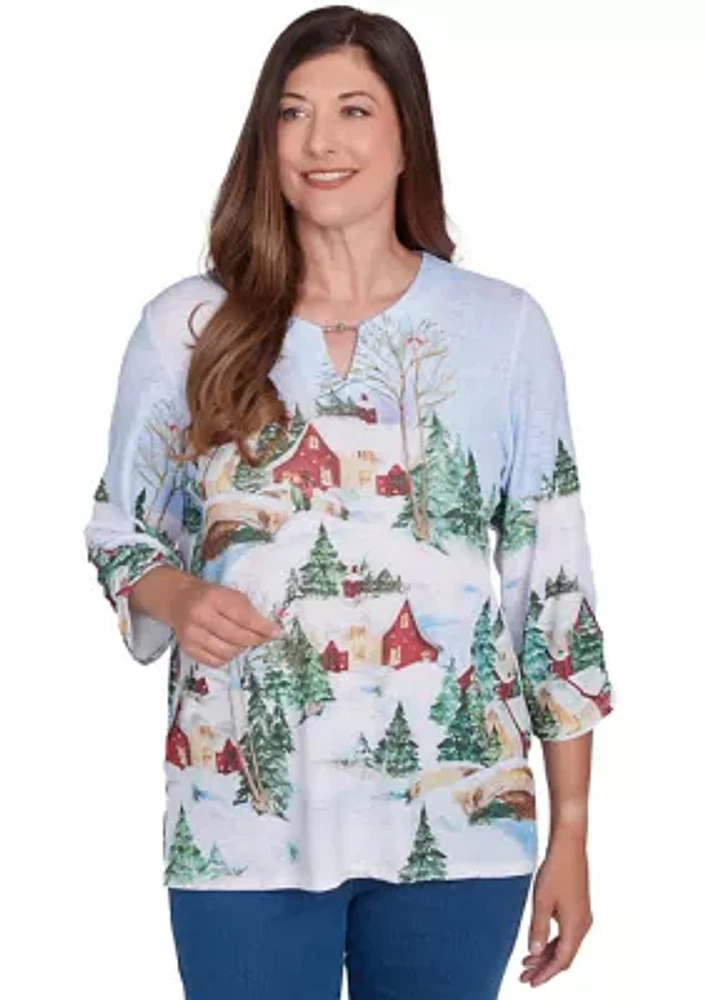 Women's Classics Winter Wonderland Scene Top