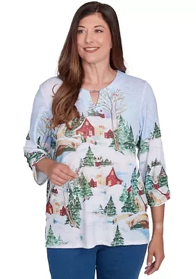 Women's Classics Winter Wonderland Scene Top