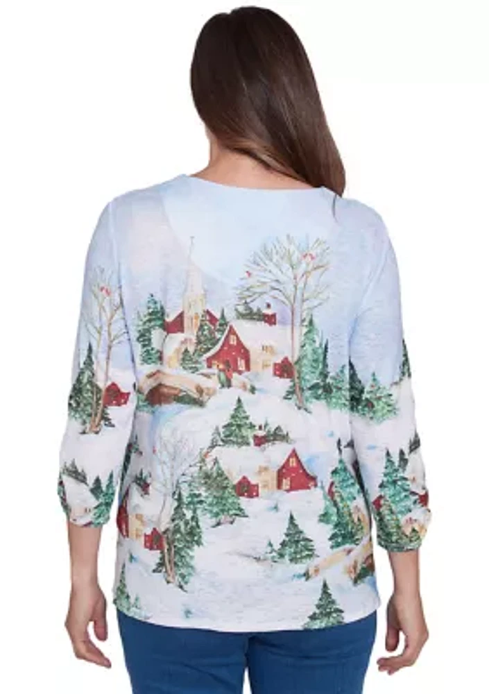 Women's Classics Winter Wonderland Scene Top