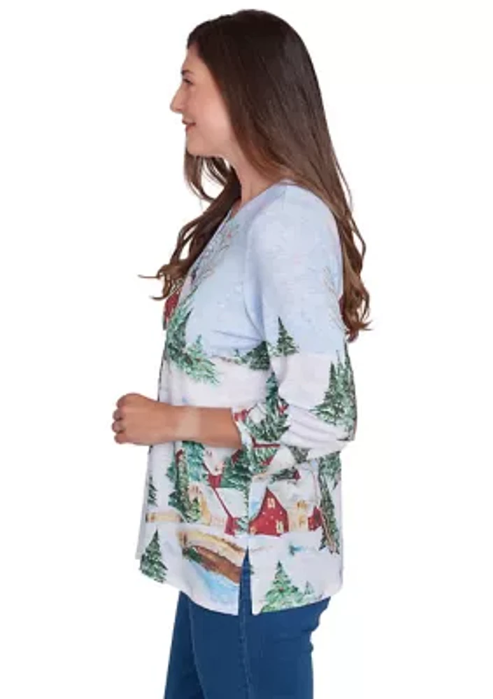 Women's Classics Winter Wonderland Scene Top