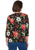 Women's Classic Poinsettia Printed Top