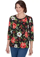 Women's Classic Poinsettia Printed Top