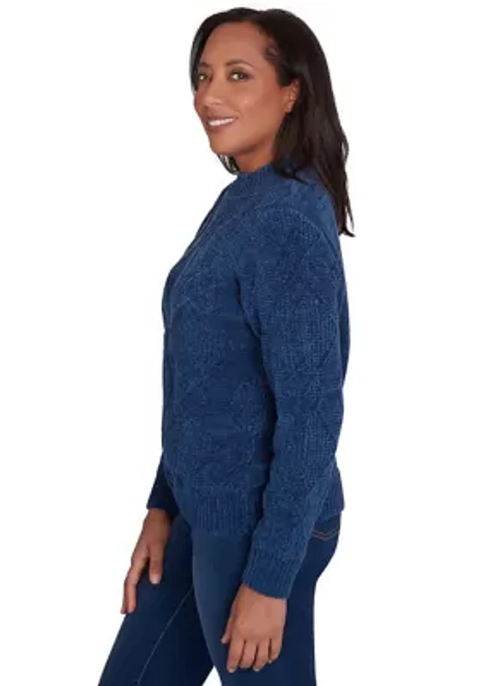 Women's Classic Chenille Diamond Stitched Sweater