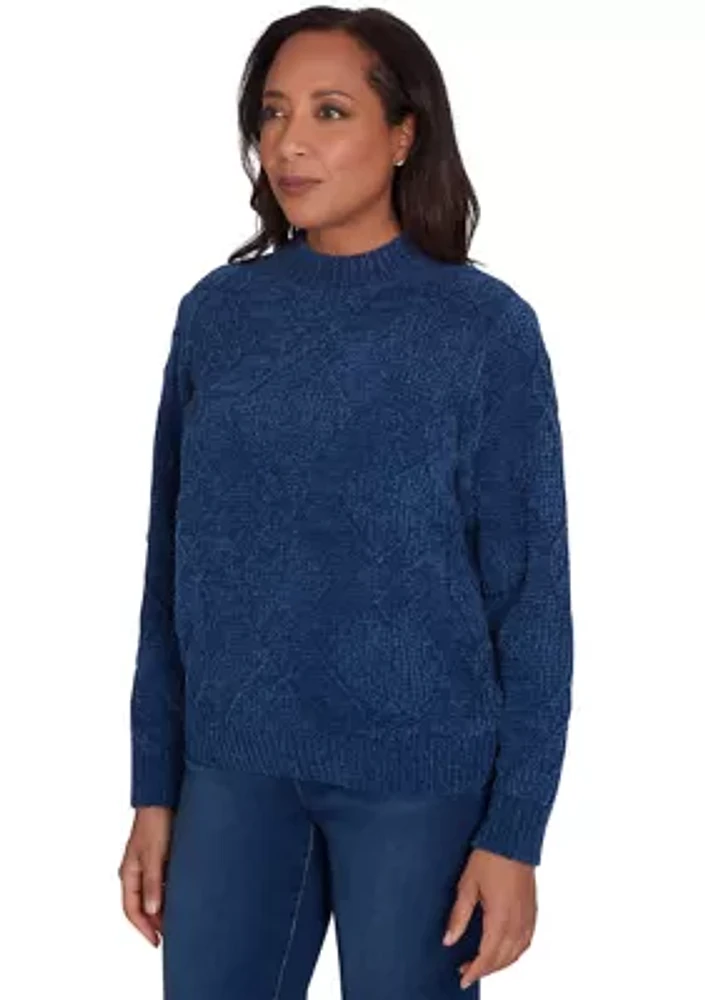 Women's Classic Chenille Diamond Stitched Sweater