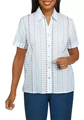 Alfred Dunner Women's Clip Dot Button Up Shirt