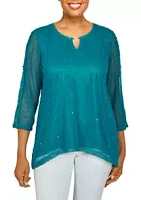Alfred Dunner Petite Popcorn Knit Top