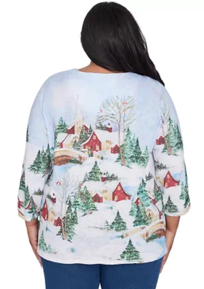 Plus Classics Winter Wonderland Scene Top