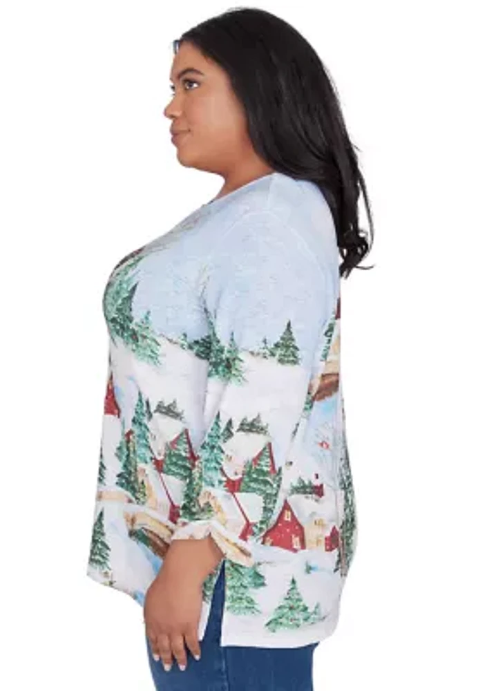 Plus Classics Winter Wonderland Scene Top