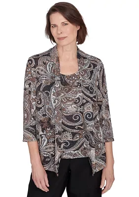 Petite Classics Paisley Lurex Two One Sweater