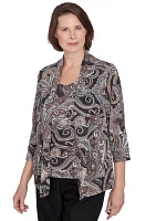 Petite Classics Paisley Lurex Two One Sweater