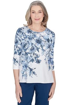 Women's Classics Floral Yoke Shimmer Top