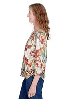 Women's Classic Ikat Floral Printed Top