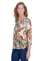 Women's Classic Ikat Floral Printed Top