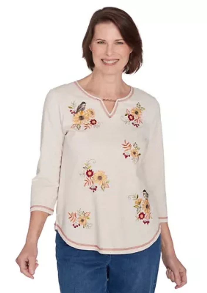 Women's Classics Sunflowers with Birds Top