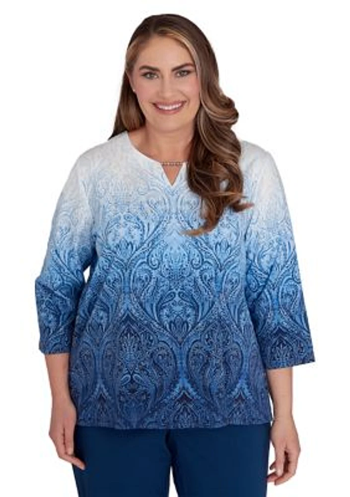 Plus Classics Ombre Medallion Blouse