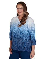 Plus Classics Ombre Medallion Blouse