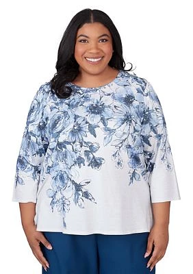 Plus Classics Floral Yoke Shimmer Top