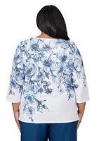 Plus Classics Floral Yoke Shimmer Top