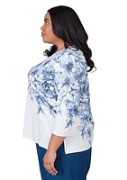 Plus Classics Floral Yoke Shimmer Top