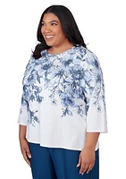 Plus Classics Floral Yoke Shimmer Top