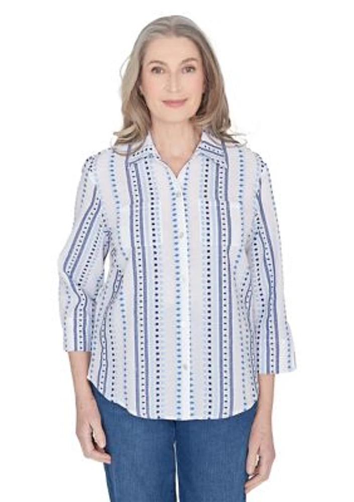 Petite Classics Jacquard Stripe Top