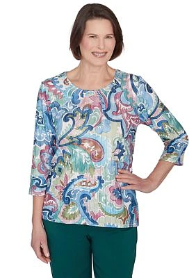 Petite Classics Scroll Multi Colored Top