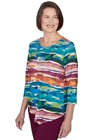 Petite Classics Watercolor Biadere Knit Top