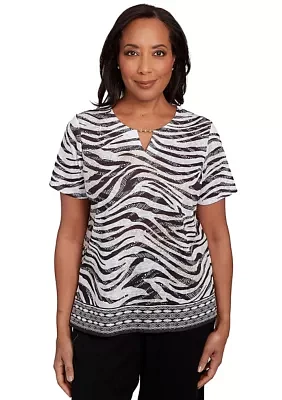 Women's Key Items Ki Animal Border Top