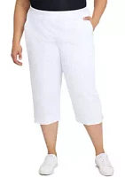 Alfred Dunner Plus Classic Twill Buttoned Hem Capri Pants